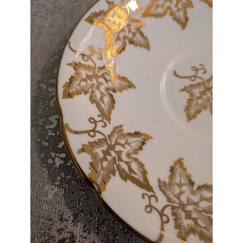 Stanley Vtg Gold Maple Leaf Tea Cup & Saucer Fine Bone China England Regency - Picture 8 of 11